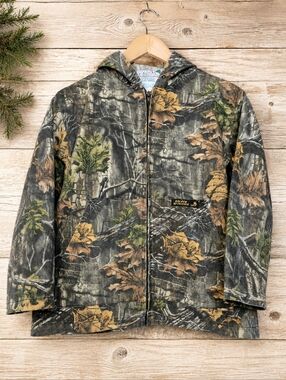 Vintage Golden Retriever Realtree Camo Zip Hoodie Hunting Jacket Small Y2K